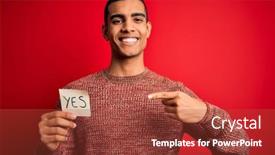  Presentation with yes - PPT theme with young-handsome-african-american-man background and a red colored foreground