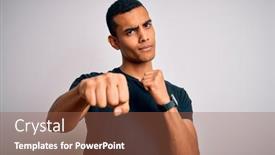  Presentation with violence - Slides having young-handsome-african-american-man background and a tawny brown colored foreground