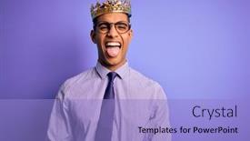  Presentation with king crown - Colorful PPT theme enhanced with young-handsome-african-american-man backdrop and a light blue colored foreground