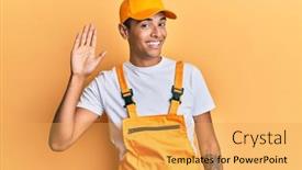  Presentation with american - Beautiful PPT layouts featuring young-handsome-african-american-man backdrop and a yellow colored foreground