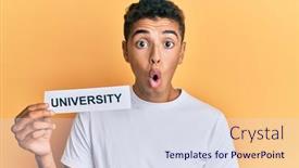  Presentation with american university - Colorful PPT theme enhanced with young-handsome-african-american-man backdrop and a sky blue colored foreground