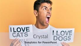  Presentation with dogs cats - PPT layouts having young-handsome-african-american-man background and a lemonade colored foreground