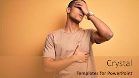  Presentation with flu virus - Presentation design having young-handsome-african-american-man background and a coral colored foreground