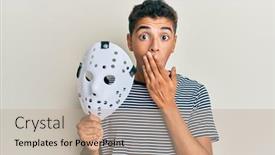  Presentation with hockey - Presentation theme featuring young-handsome-african-american-man background and a coral colored foreground