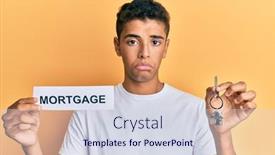  Presentation with mortgage - Cool new presentation design with young-handsome-african-american-man backdrop and a sky blue colored foreground