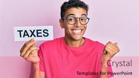  Presentation with proud american - Presentation theme featuring young-handsome-african-american-man background and a coral colored foreground