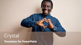  Presentation with american heart - Colorful presentation theme enhanced with young-handsome-african-american-man backdrop and a coral colored foreground