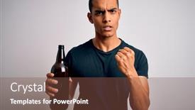  Presentation with beer bottle - PPT theme enhanced with young-handsome-african-american-man background and a tawny brown colored foreground