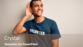  Presentation with hearing - Audience pleasing presentation design consisting of young-handsome-african-american-man backdrop and a coral colored foreground