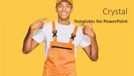  Presentation with african american dental - Cool new PPT theme with young-handsome-african-american-man backdrop and a yellow colored foreground