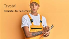  Presentation with courier - Amazing presentation theme having young-handsome-african-american-man backdrop and a yellow colored foreground