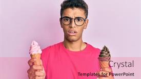  Presentation with ice cream cones - Slides consisting of young-handsome-african-american-man background and a coral colored foreground