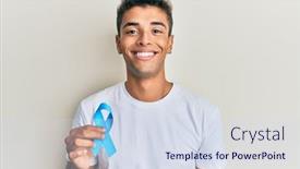  Presentation with blue ribbon - Amazing presentation theme having young-handsome-african-american-man backdrop and a sky blue colored foreground