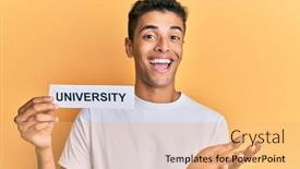  Presentation with american university - Theme having young-handsome-african-american-man background and a yellow colored foreground