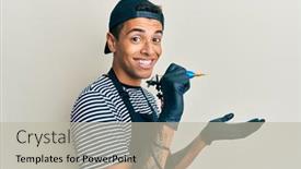  Presentation with tattoo - Slide deck featuring young-handsome-african-american-man background and a mint green colored foreground