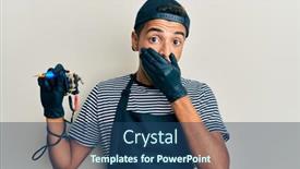  Presentation with tattoo - Cool new slide deck with young-handsome-african-american-man backdrop and a ocean colored foreground