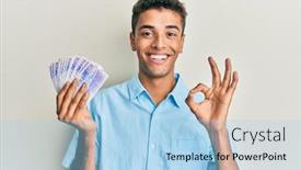  Presentation with swedish - Slide set having young-handsome-african-american-man background and a light blue colored foreground