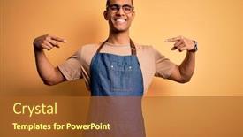  Presentation with proud american - Presentation featuring young-handsome-african-american-shopkeeper background and a red colored foreground