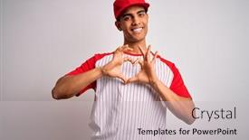  Presentation with american heart - Slide deck consisting of young-handsome-african-american-sportsman background and a light gray colored foreground