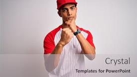  Presentation with fight - Slide set having young-handsome-african-american-sportsman background and a light gray colored foreground