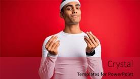  Presentation with payment - Presentation theme enhanced with young-handsome-african-american-sportsman background and a red colored foreground