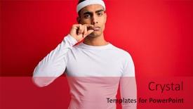  Presentation with lips mouth - Presentation design enhanced with young-handsome-african-american-sportsman background and a red colored foreground