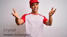  Presentation with hug - Beautiful PPT layouts featuring young-handsome-african-american-sportsman backdrop and a soft green colored foreground