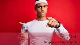  Presentation with water bottle - Beautiful slide set featuring young-handsome-african-american-sportsman backdrop and a red colored foreground