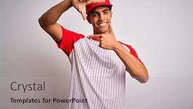  Presentation with creativity - PPT theme having young-handsome-african-american-sportsman background and a soft green colored foreground