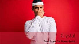 Presentation with bad breath - Slides with young-handsome-african-american-sportsman background and a crimson colored foreground