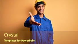  Presentation with acceptance - Presentation design consisting of young-handsome-african-american-worker background and a tawny brown colored foreground