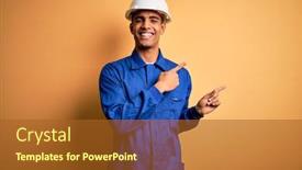  Presentation with security camera - Beautiful slide deck featuring young-handsome-african-american-worker backdrop and a tawny brown colored foreground