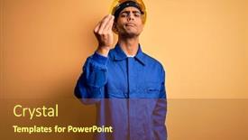  Presentation with italian american - Presentation theme having young-handsome-african-american-worker background and a tawny brown colored foreground