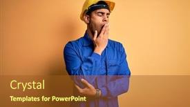  Presentation with worker - Slide set consisting of young-handsome-african-american-worker background and a tawny brown colored foreground