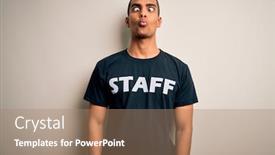  Presentation with worker - Beautiful slide set featuring young-handsome-african-american-worker backdrop and a coral colored foreground