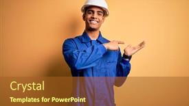  Presentation with security camera - Colorful presentation theme enhanced with young-handsome-african-american-worker backdrop and a tawny brown colored foreground