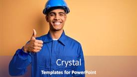  Presentation with security camera - Slide deck featuring young-handsome-african-american-worker background and a ocean colored foreground