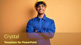  Presentation with security camera - Presentation theme featuring young-handsome-african-american-worker background and a tawny brown colored foreground
