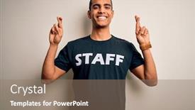  Presentation with hope - Presentation design having young-handsome-african-american-worker background and a coral colored foreground