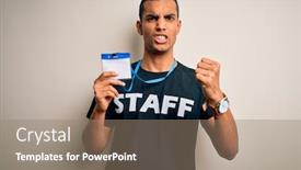  Presentation with staff - Cool new presentation design with young-handsome-african-american-worker backdrop and a coral colored foreground