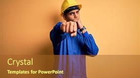  Presentation with violence - Presentation featuring young-handsome-african-american-worker background and a tawny brown colored foreground