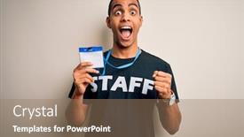  Presentation with proud american - PPT theme enhanced with young-handsome-african-american-worker background and a coral colored foreground