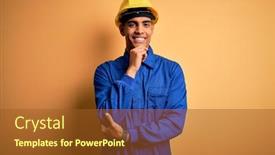  Presentation with camera security - Cool new slide set with young-handsome-african-american-worker backdrop and a tawny brown colored foreground