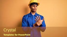  Presentation with arthritis - Presentation consisting of young-handsome-african-american-worker background and a red colored foreground