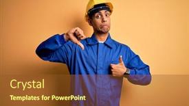  Presentation with worker - PPT layouts consisting of young-handsome-african-american-worker background and a tawny brown colored foreground