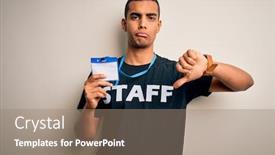  Presentation with negative - Slide set having young-handsome-african-american-worker background and a coral colored foreground