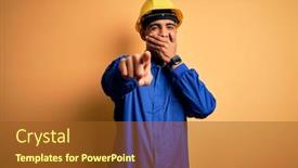  Presentation with camera security - Presentation consisting of young-handsome-african-american-worker background and a tawny brown colored foreground