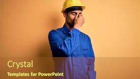  Presentation with blue eyes - Audience pleasing presentation consisting of young-handsome-african-american-worker backdrop and a tawny brown colored foreground