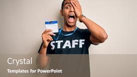  Presentation with worker - Colorful PPT theme enhanced with young-handsome-african-american-worker backdrop and a coral colored foreground