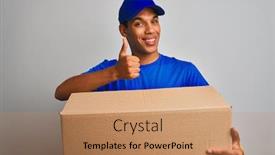  Presentation with arabic music arab man playing - Audience pleasing slide set consisting of young handsome arab delivery man holding a box standing over isolated white background happy with big smile doing ok sign thumb up with fingers excellent sign backdrop and a coral colored foreground